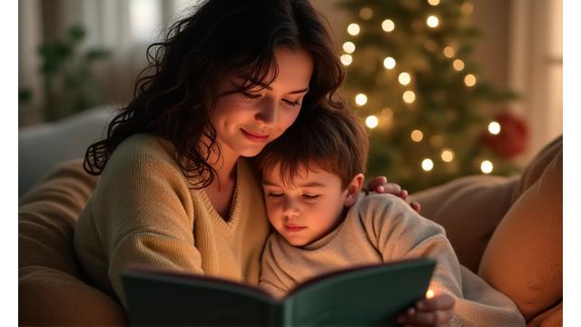 A parent and child sharing a quiet, mindful moment together, indicating stress management in family life.